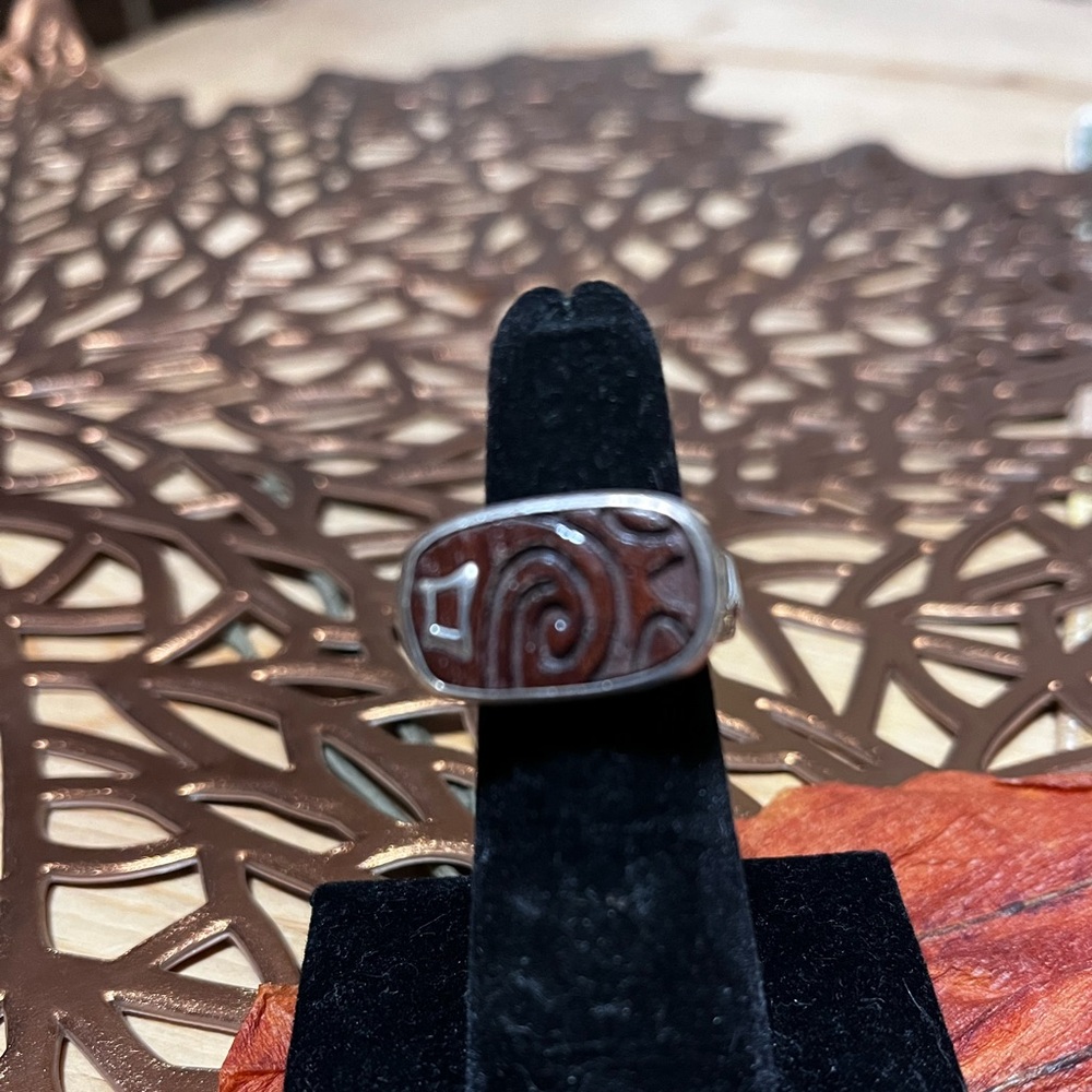 Silpada- "Live Your Life To The Fullest" R2023 Sterling Silver & Wood Ring